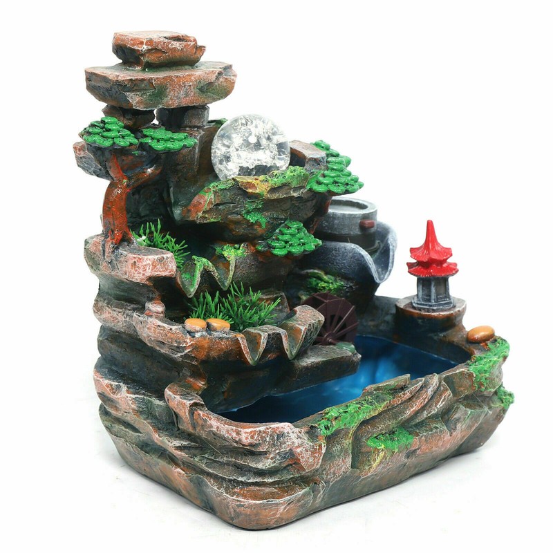 Indoor Rockery Fountain Goldfish Waterfall Feng Shui Water Sound Desktop Decor gallery