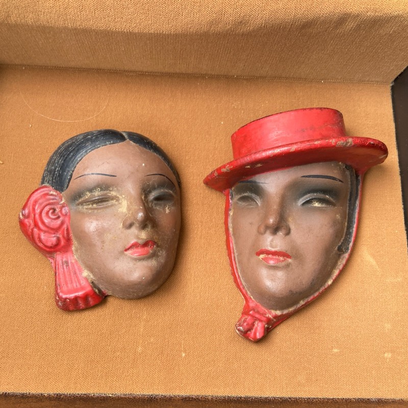 Vintage 1940s Chalkware Wall Plaques – Flamenco Spanish Dancer Couple