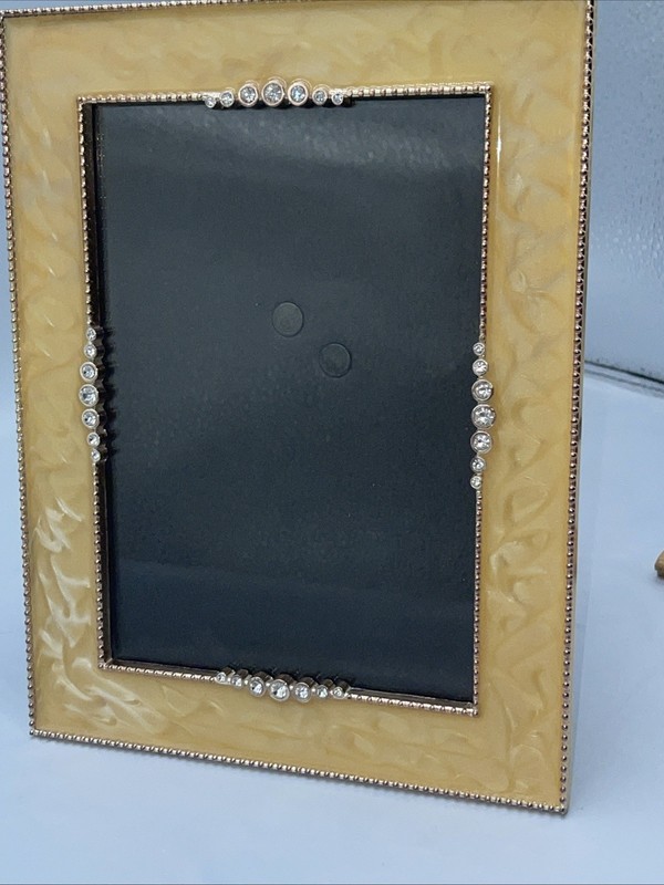 Gold Enamel Picture Frame with Rhinestone Accent 8 1/2 X 7” Approximately ￼ gallery