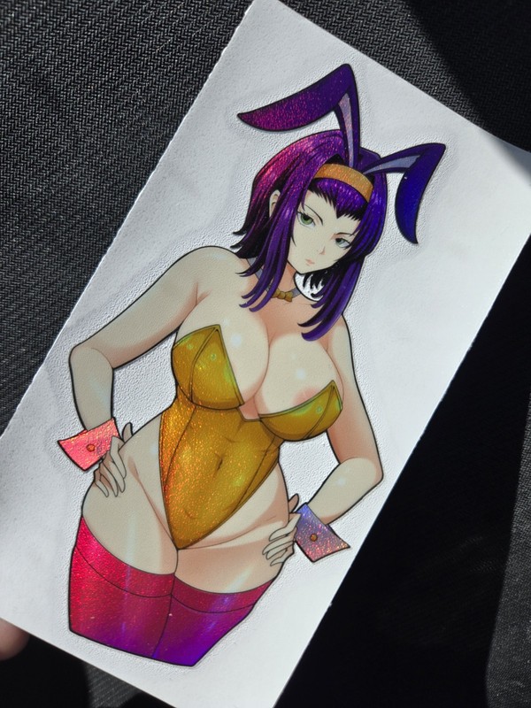 6″ Spotholographic Weatherproof Waifu Vinyl Sticker Fey Valentine Bunny