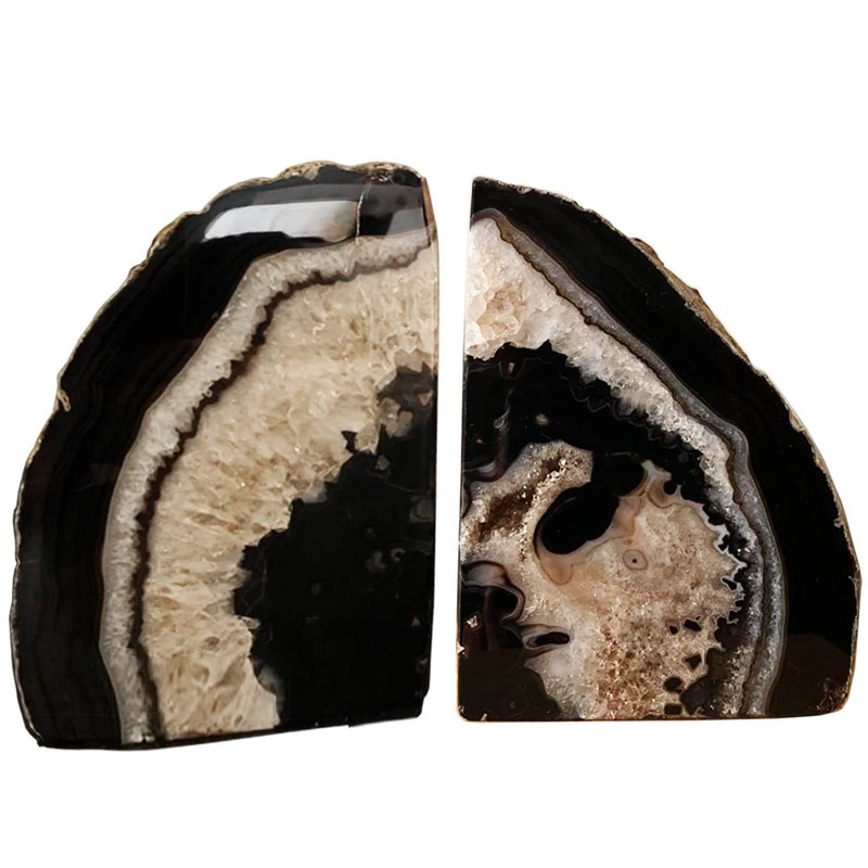 Geode Bookends Heavy Duty AgateStone Bookend Decorative Large Crystal Quartz Boo