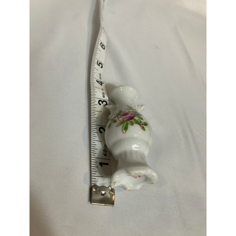Miniature White Porcelain Vase Pink Rose Floral Design Small Trinket gallery