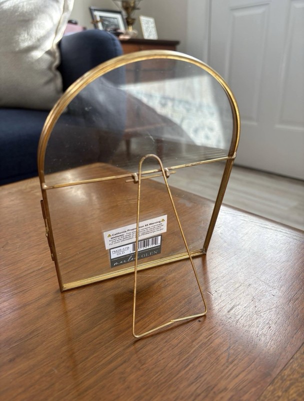 Martha Stewart Gold Brushed Metal & Glass Arch 5x7 Freestanding Frame TM28-578 gallery