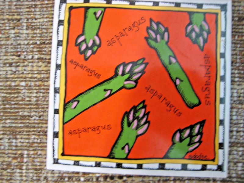 Vintage Dodge Asparagus Tile Trivet Ceramic Kitchen Wall Art 4.25" x 4.25" gallery