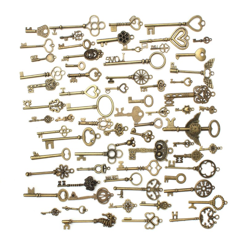 69PCS Old Vintage Antique Skeleton Keys Metal Alloy Diy Crafts Decorations