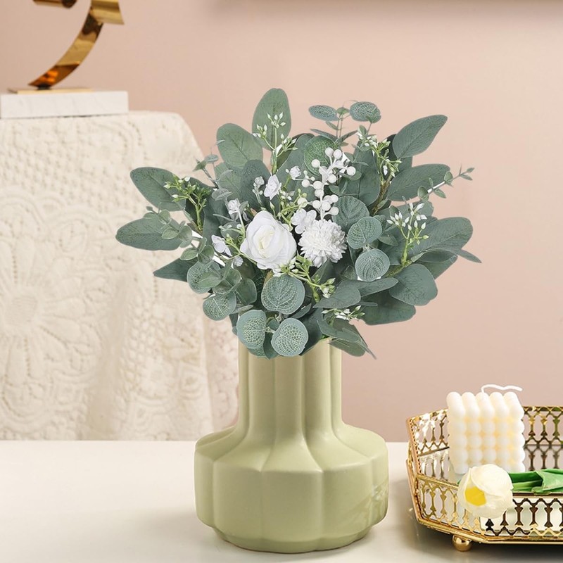 120 Artificial Eucalyptus Stems Silver Dollar Leaves Faux Green Wedding Decor gallery