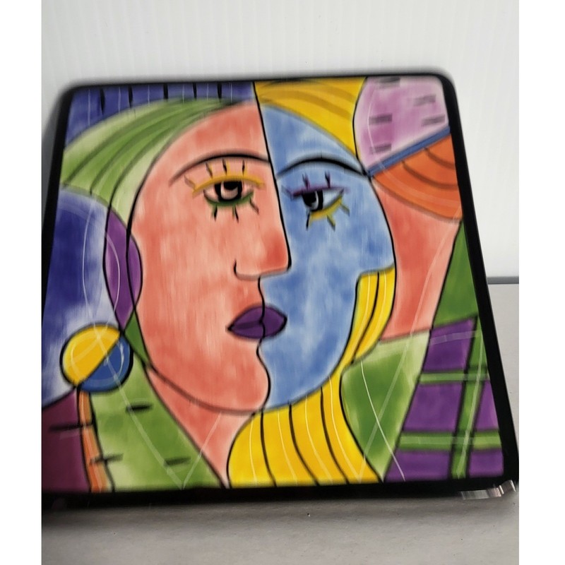Muzeum Picasso Style Cubist Face Ceramic WallTile Plaque Art Decor Made In Chine gallery