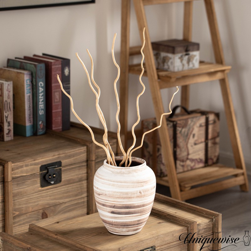 New Uniquewise 8-inch Modern Farmhouse Round Wide Mouth Ceramic Vase gallery