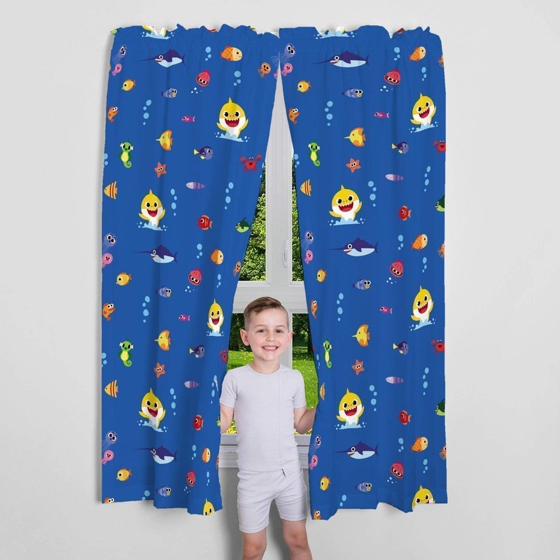 Franco Kids Baby Shark Room Window Curtains Drapes Set, 82 in x 63 in gallery