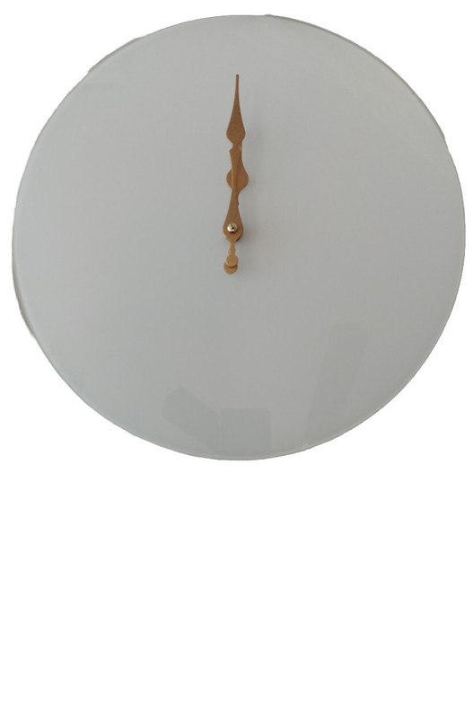ROUND WALL CLOCK 14″ WHITE GLASS YOUNG TOWN QUARTZ