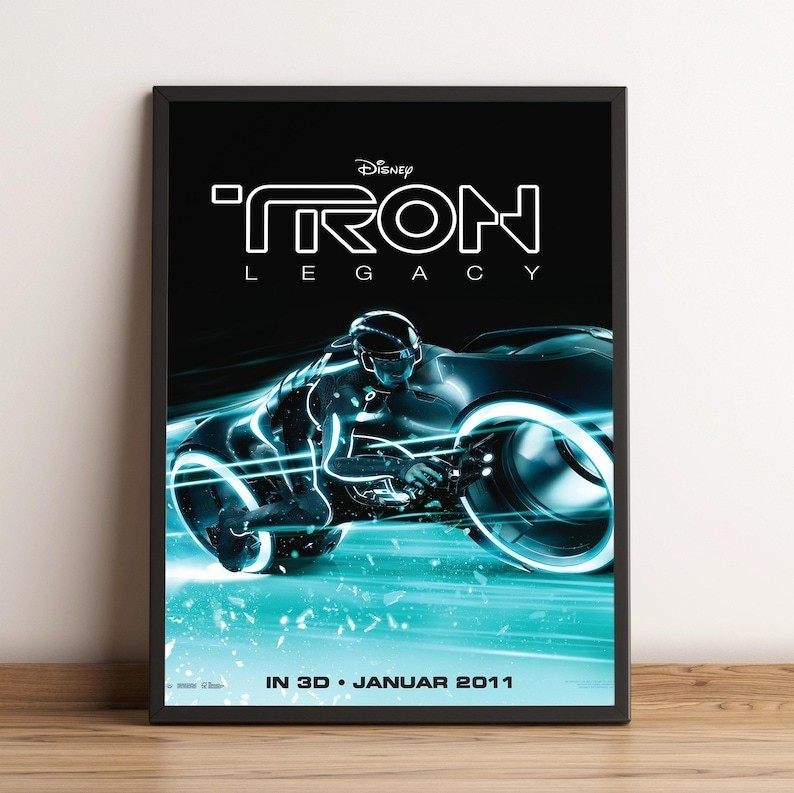 Tron Legacy Movie Poster – Iconic Cyberpunk Neon Grid Art Print 24×36