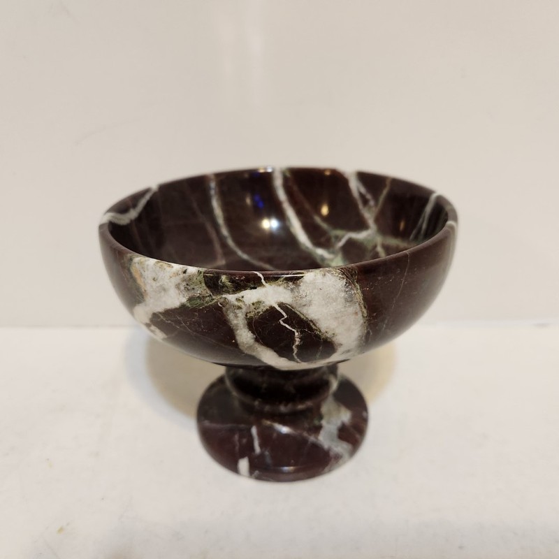 VTG Vermont Marble Museum Pedestal Bowl Brown Green White Natural Stone Decor 4″