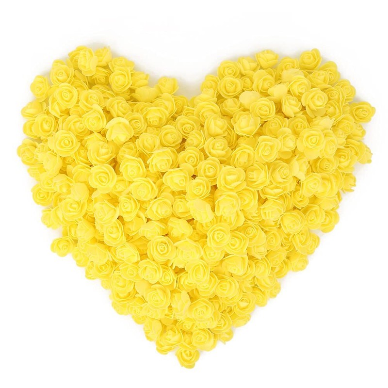 500pcs Mini Foam Rose Heads Yellow Artificial Rose Foam Fake Flower Bulk for …