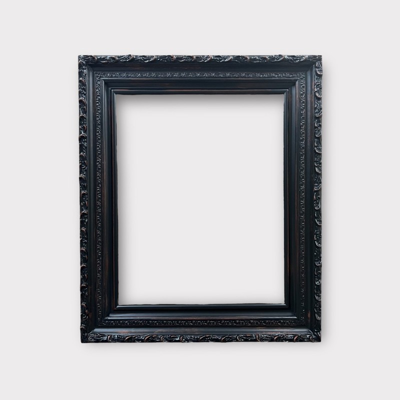 9 x 12 In Stock-Vintage style Black wood picture frame with compo ornate trim gallery
