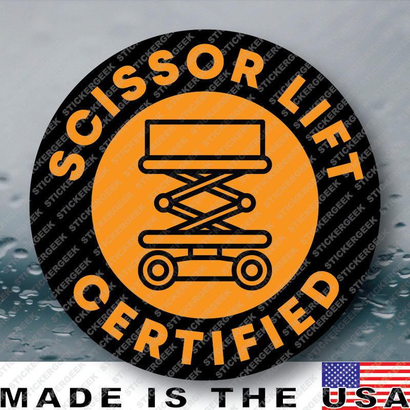 SCISSOR LIFT CERTIFIED Hard Hat Helmet Blue Collar Gag Prank Joke Sticker 2IN