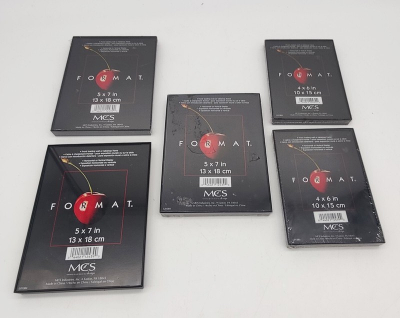 Lot of 5 MCS Format Picture Frame (3) 5×7 (2) 4×6 Black – Brand New