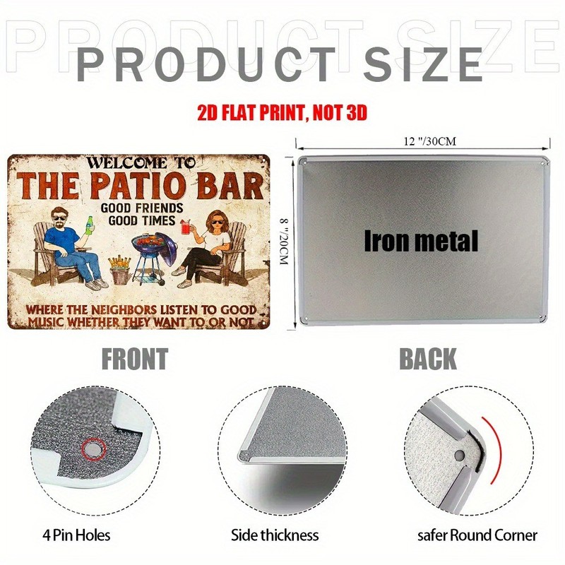 Welcome Patio Bar Sign Backyard Decor Beer Outdoor Bar Barbecue Metal Tin Signs gallery