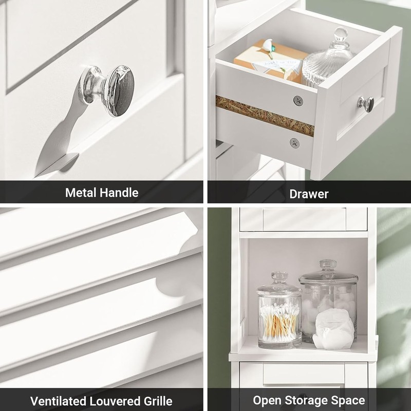 Narrow Bathroom Storage Cabinet, 67" Tall Skinny Bathroom Shelf with Drawers, gallery