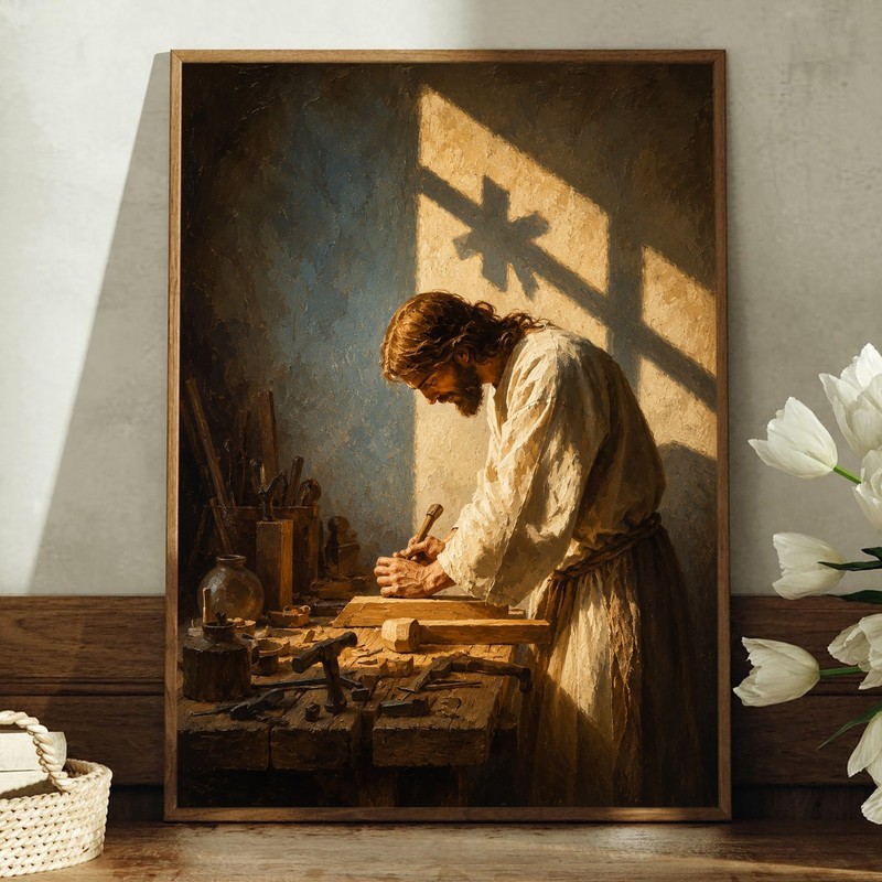 Jesus the Carpenter Canvas Print Christian Religious Wall Art Home Decor gallery