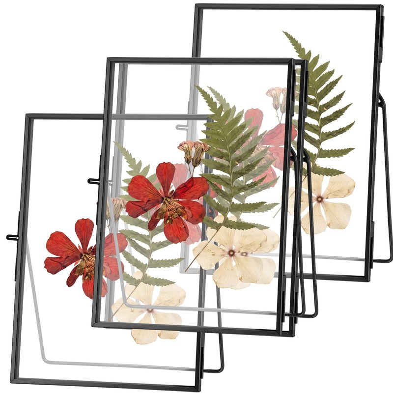 3 Pack Pressed Flower Frame Handmade, 5 x 7 floating Picture Frames for Press…