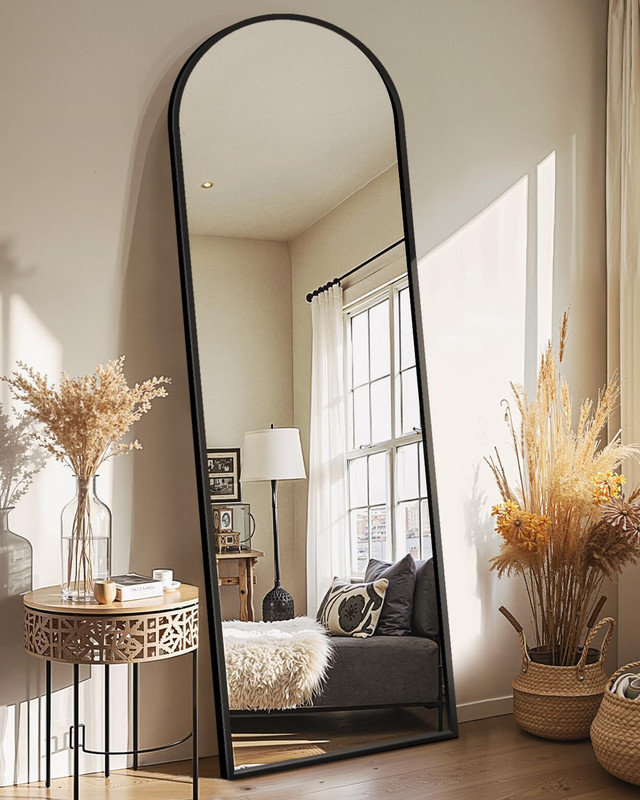 Arched Mirror Full Length,Standing Mirror Full Body,Large Floor with Stand for W