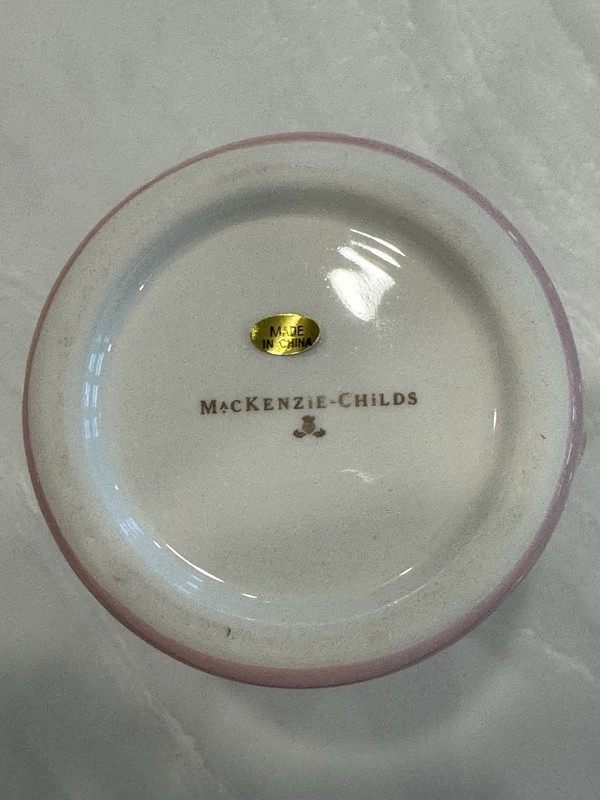 MacKenzie-Childs Rosy Check Short Heart Vase 20oz #41120-011 NIB gallery
