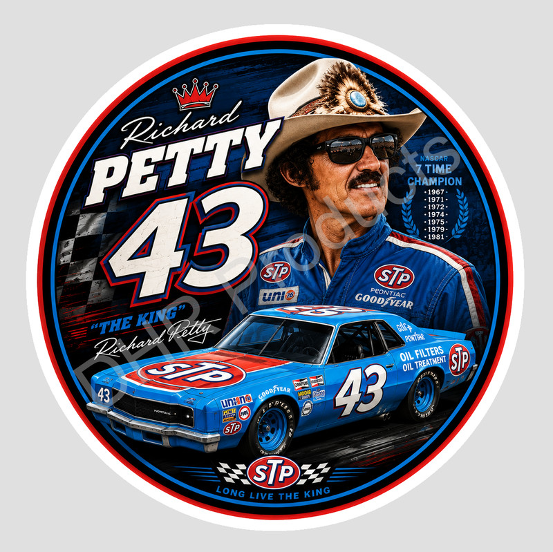 Richard Petty Number 43 Round Logo Weather Resistant Vinyl Sticker/Decal 01