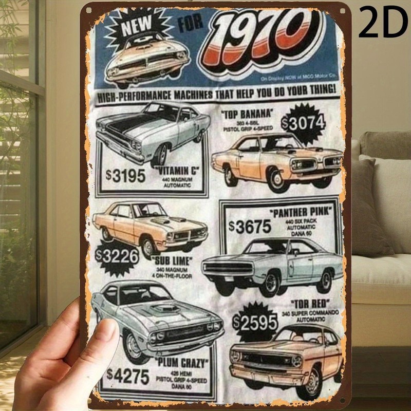 Classic Muscle Car Advertisement Tin Sign – 1970 High Performance Metal Poster