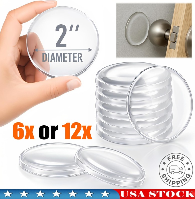 6pcs-12pcs Door Stoppers for Wall, Door Knob Wall Protector 2″, Self Adhesive US