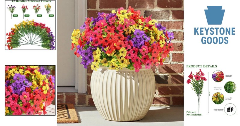 12pcs Artificial Daisy Flower Bundles - UV Resistant Silk Faux Plants for Ind... gallery