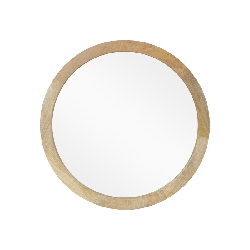 Modern Round Mirror with Mango Wood Frame gallery