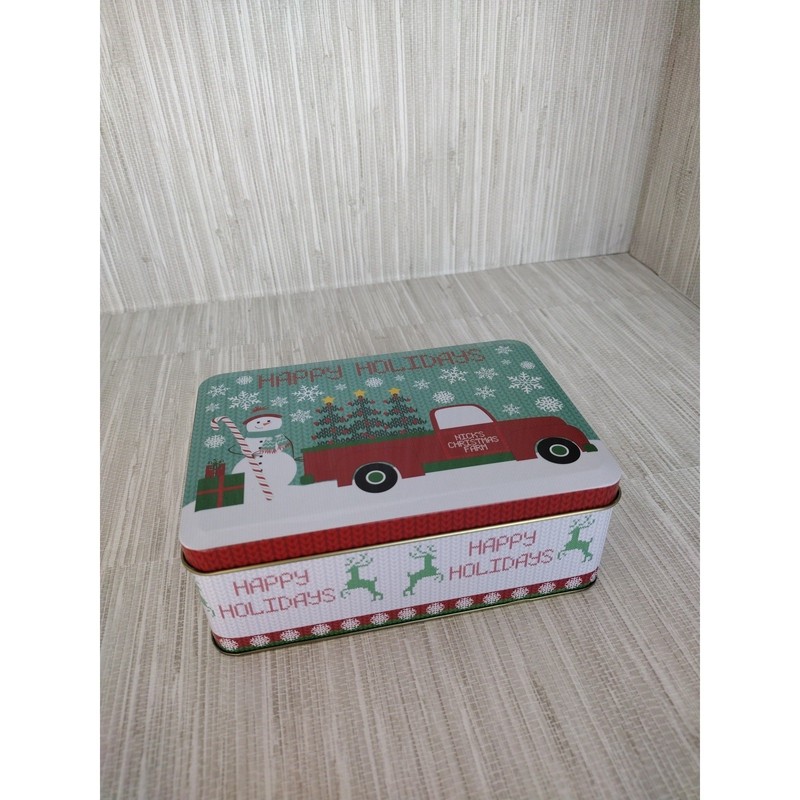 Tin Christmas Rectangular Container Multipurpose Gift Cookies Colorful 6x4X2.5 gallery