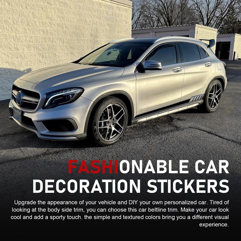 2 PCS Car Side Skirt Decals, 4.52" x 88.58" DIY Long Stripes Stickers, Waterp... gallery