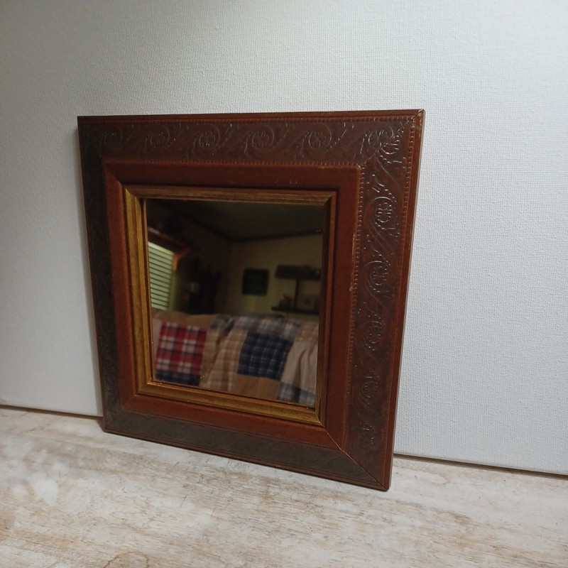 Vintage Home Interiors Wood Framed Mirrors Square Gold Accent Trim 8”
