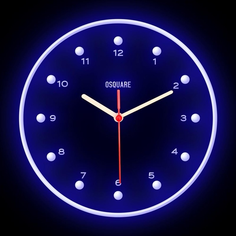 OSQUARE North European Minimalism Interior Design Home Decor Wall Neon Clock 10″