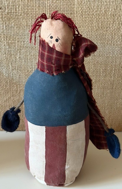 JULY 4TH EARLY PRIMITIVE RUSTIC FOLK-ART PATRIOTIC FABRIC UNCLE SAM STUMP DOLLS gallery