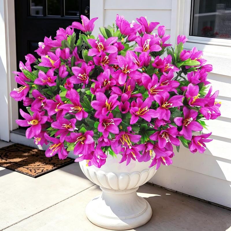 Ouddy Decor 8 Bundles Artificial Flowers for Outdoors, Fake Silk Flowers Azal…