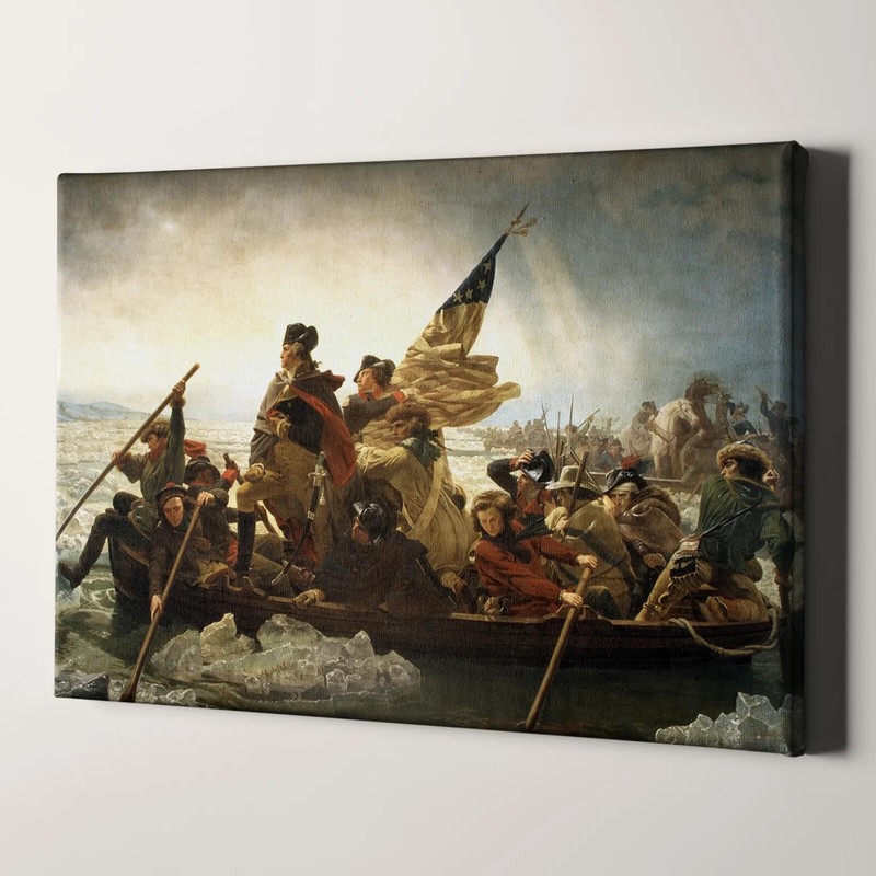 Washington Crossing The Delaware Painting America History Canvas Print Wall Art gallery