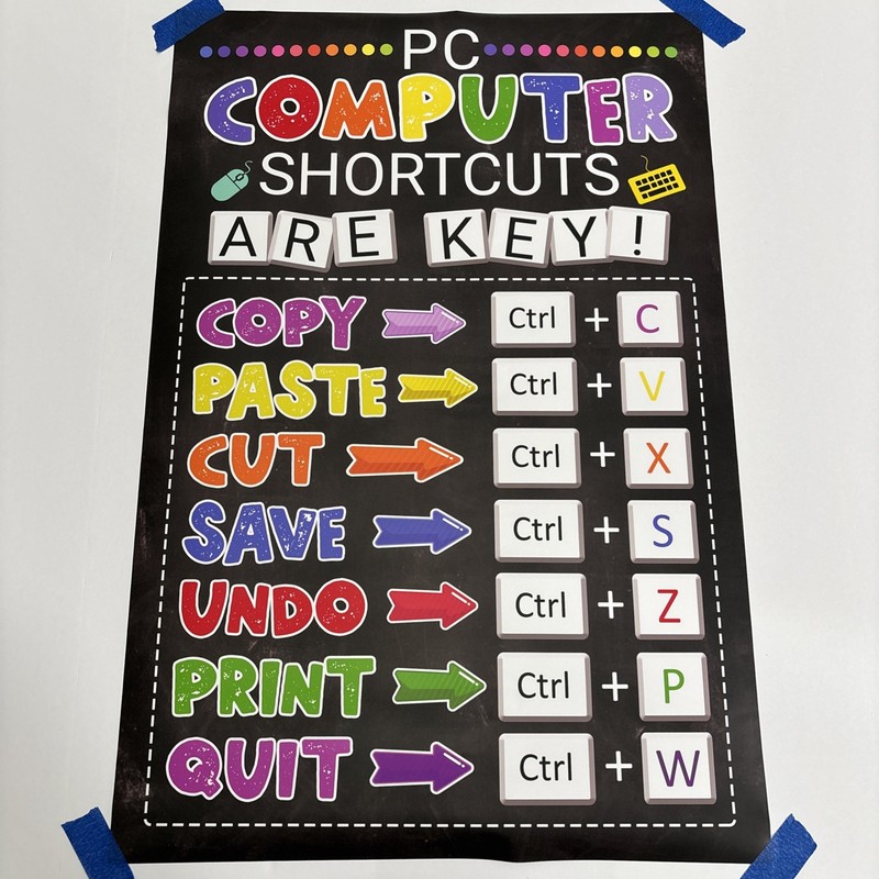 PC Computer Shortcuts Teacher School Decor ✅ Poster Print Wall Art ✅ 16×24 inch
