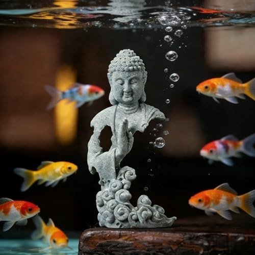 Meditation Buddha Statue, Sandstone Zen Sculpture for Aquarium Fish Tank, gallery