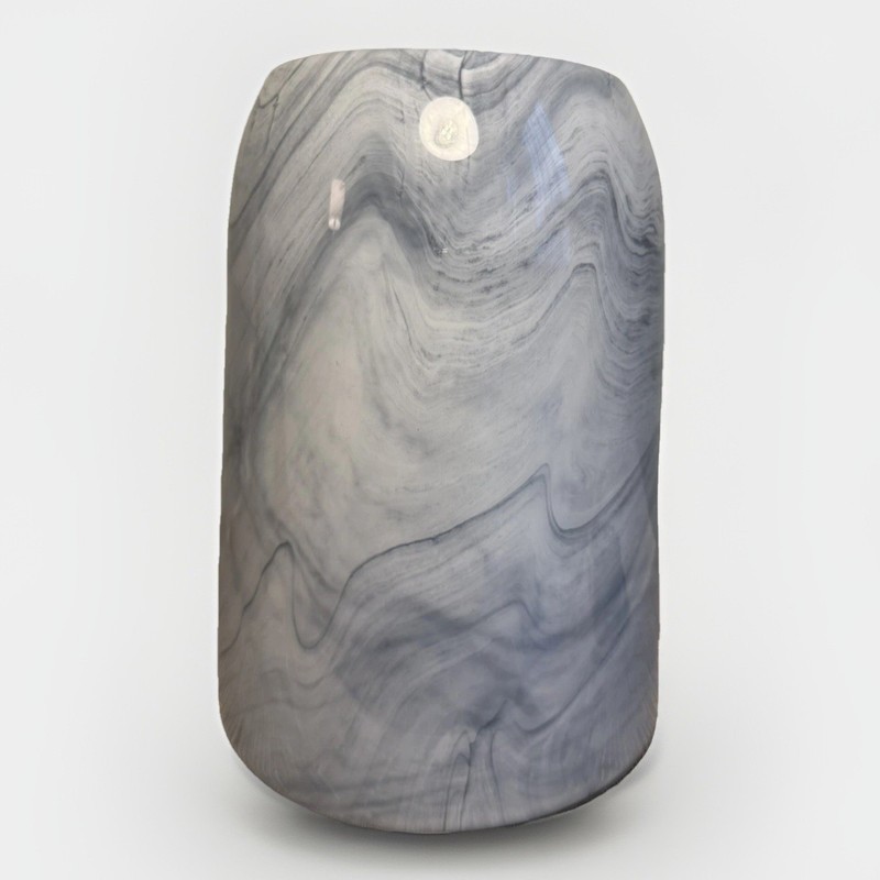 West Elm White and Gray Marbled Glass Vase 10” 6lbs Discontinued
