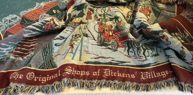 Dept 56 Original Shops Of Dickens Village Christmas Tapestry Blanket Throw