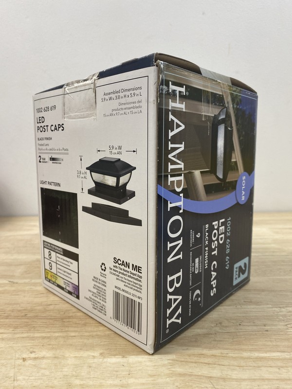 Hampton Bay 2211-NP3 Black Solar LED Post Cap Light 2-Pack with Adaptor gallery