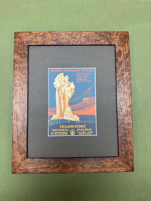 Framed and Matted Ranger Doug Yellowstone WPA Notecard Family Woodworks LLC