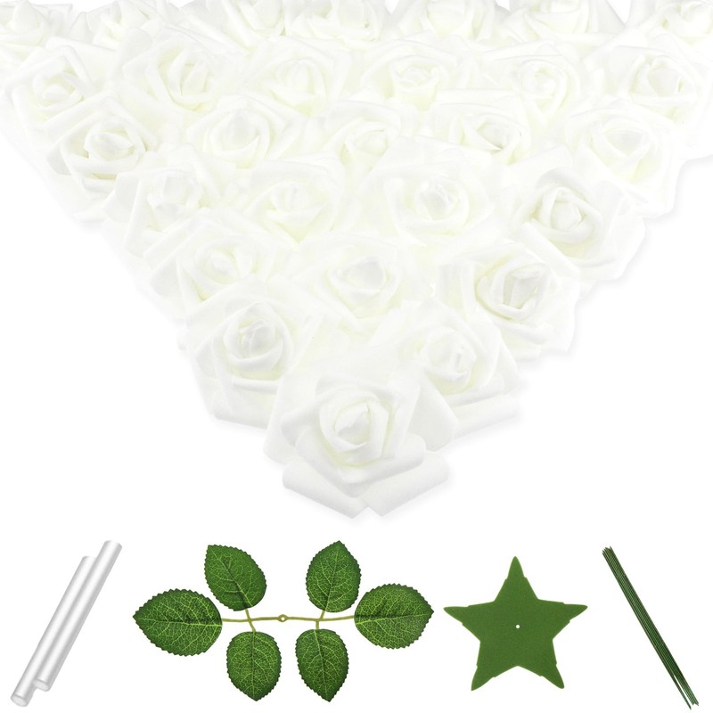 100 Pcs 3 Inch Artificial Foam Rose Heads Wedding Party Decor DIY Crafts