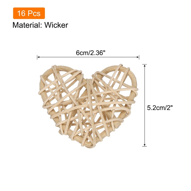 16Pcs Heart Rattan Ball Vase Filler Home Decoration Original Wood 2.36 in gallery