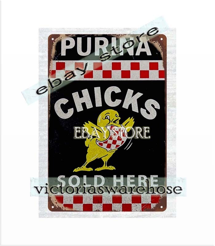 checkerboard poultry chicken Chicks Feed Farm House agricultural metal tin sign