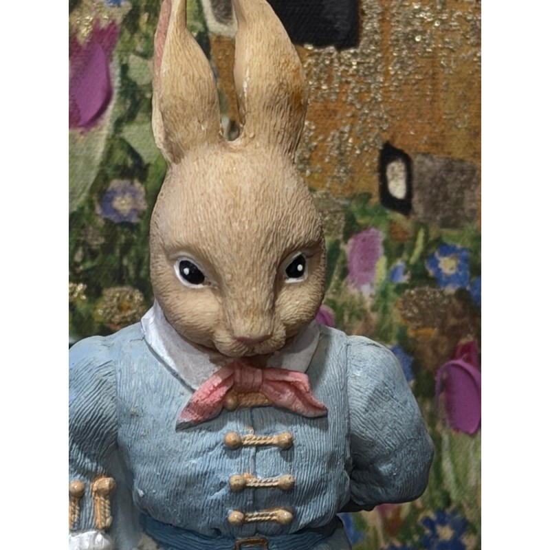Bently Bunny 1994 Easter Bunny Rabbit Figurine Blue Coat Eggs Flowers Gentleman gallery