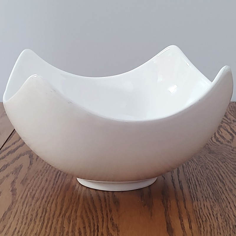 Large White Ceramic Extended Corners Square Bowl Centerpiece Statement Piece 10' gallery
