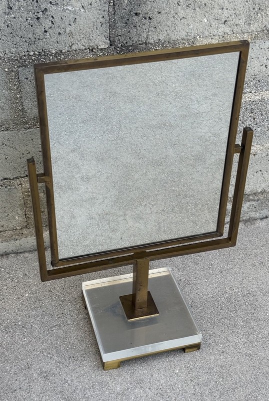 Mid Century Modern Lucite Solid Brass Swivel Vanity Mirror Charles Hollis jones